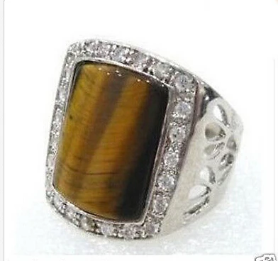 

Jewelry tiger's eye brown men's Natural stone ring size 8-11