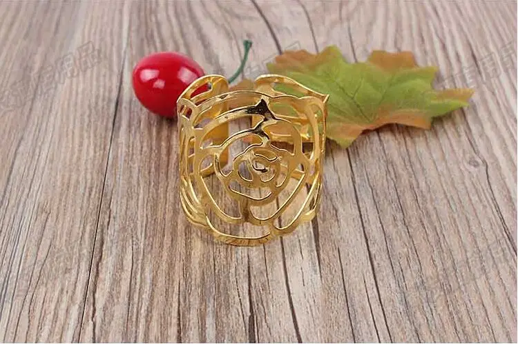 (20 шт./лот) Кольца для салфеток Серебряная роза металлические кольца держатель