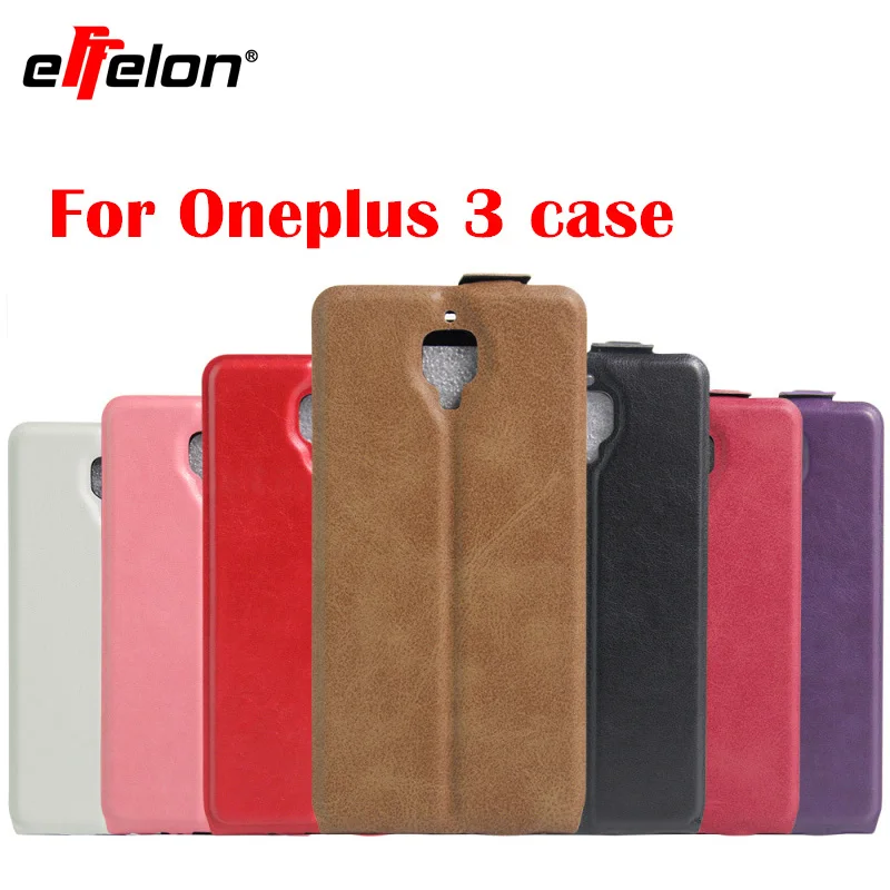 Effelon Crazy Horse искусственная кожа Чехол чехол для One Plus 3 вверх и вниз чтобы открыть