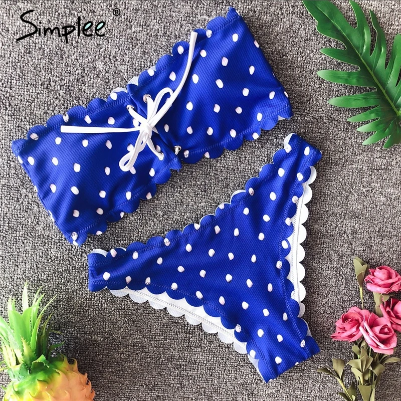Сексуальный женский купальник в горошек Simplee, раздельный простой женский купальник с эффектом пуш-ап, для лета, актуальный в году