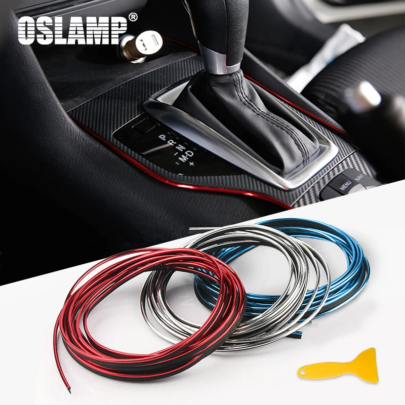 Oslamp 2 шт. 5 м украшение для автомобиля отделка полоски серебристый/синий/красный