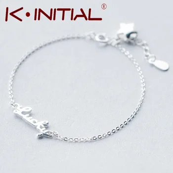 Kinitial, браслет с крестиком, бесконечные браслеты, подарок подружки невесты, 925 серебряные манжеты, двойные линии, браслеты для женщин, ювелирные изделия