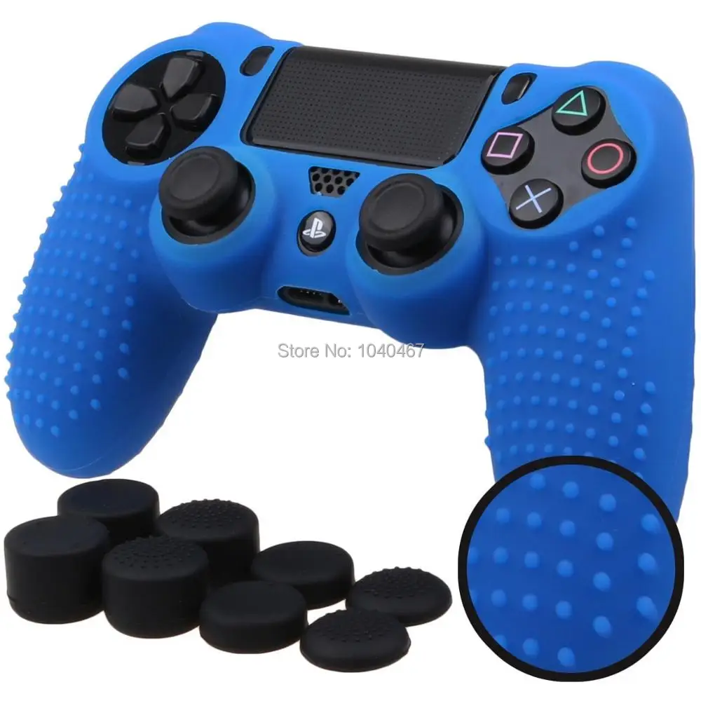 

For Sony Dualshock PS4 DS4 Slim Pro Controller Silicone Case Protective Skin + Thumb grips Caps for Play station 4