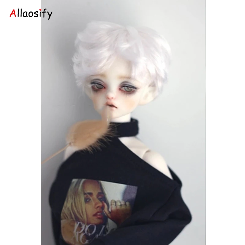 Парик для шарнирной куклы Allaosify белая короткая кукла вьющаяся при высокой
