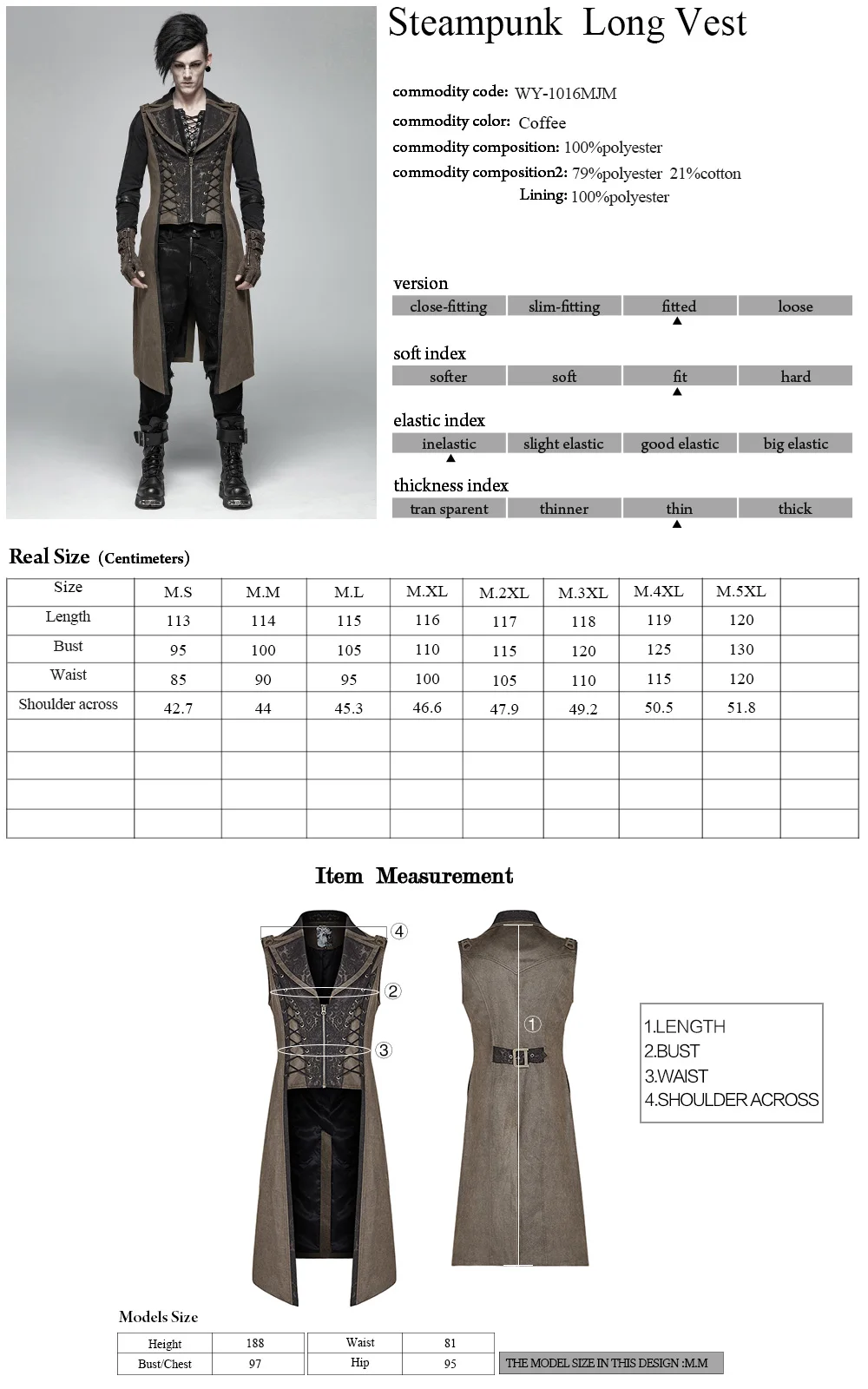 PUNK RAVE Men Steampunk Jackets Retro Palace Long Vest Coat Personality Fashion Party Waistcoat | Мужская одежда