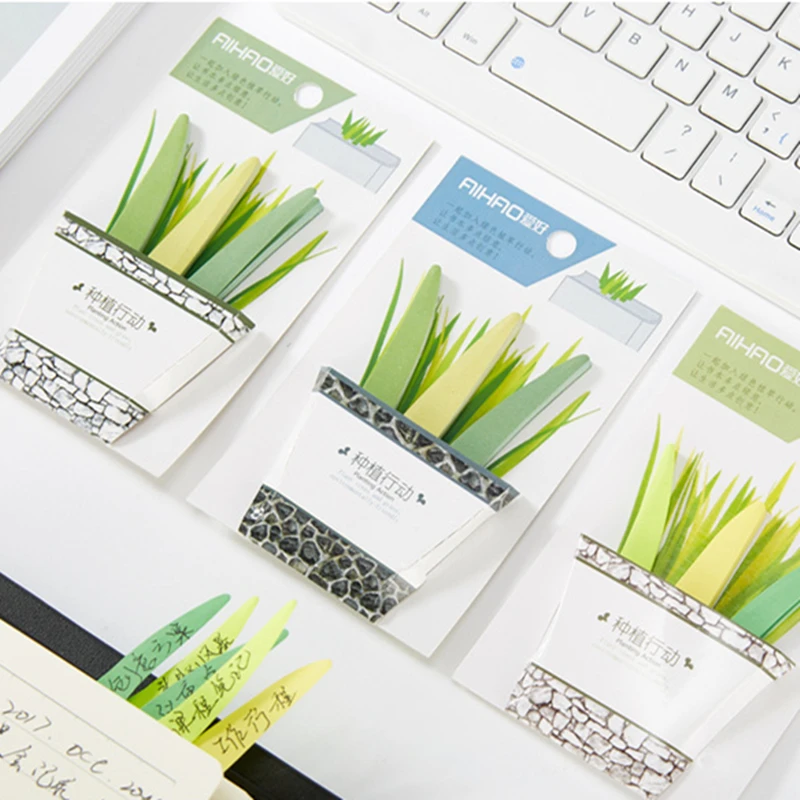 Каваи зеленая трава Липкие заметки 90 листов Творческий студенческие сообщения