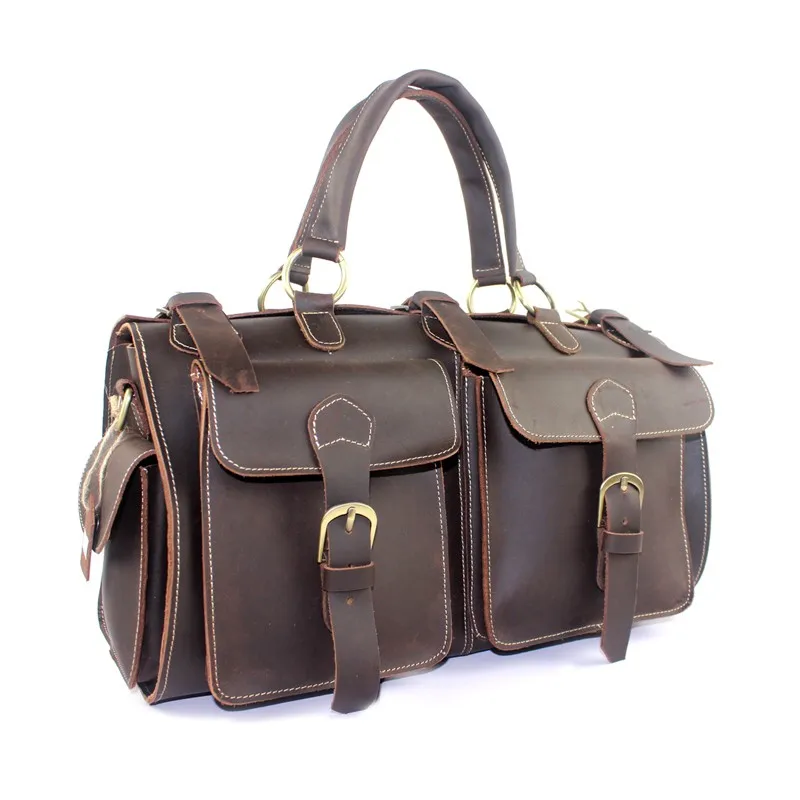 Men Bag Multifunction Genuine Leather Travel Bags Tote For Business Crazy Horse Man Handbag Messenger | Багаж и сумки