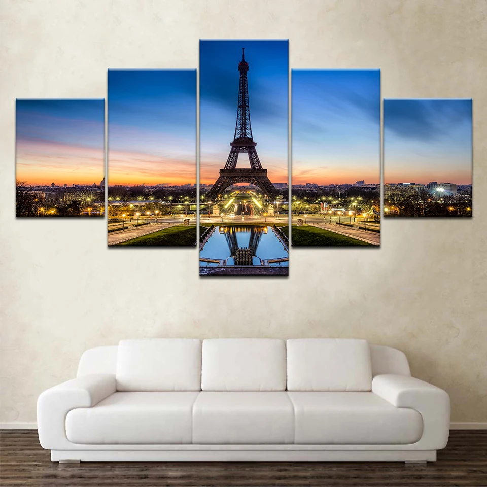 5 шт. Картина на холсте городской пейзаж башня Парижа HD плакаты и принты для