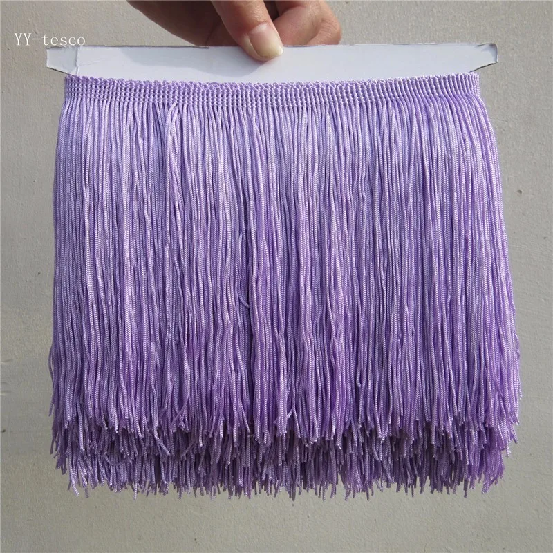 Light purple YY-tesco 1 ярд 15 см широкая кружевная бахрома отделка кисточка бахрома отделка для DIY латинское платье сценическая одежда аксессуары кружевная лента - Цвет: Light purple