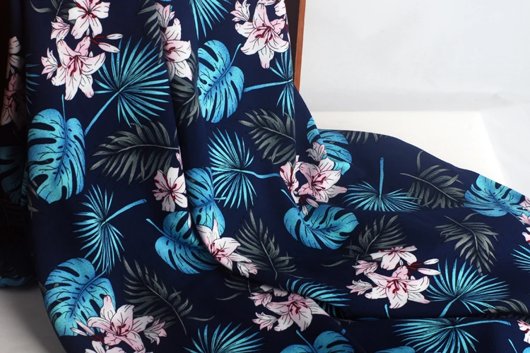 Бесплатная доставка искусственный хлопок с голубыми листьями и банановыми