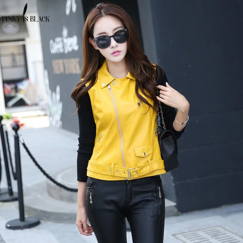 PinkyIsBlack Women PU Leather Vest Ladies Tactical Leather Motorcycle Vest Pocket Vest Waistcoat Female Sleeveless Waistcoat