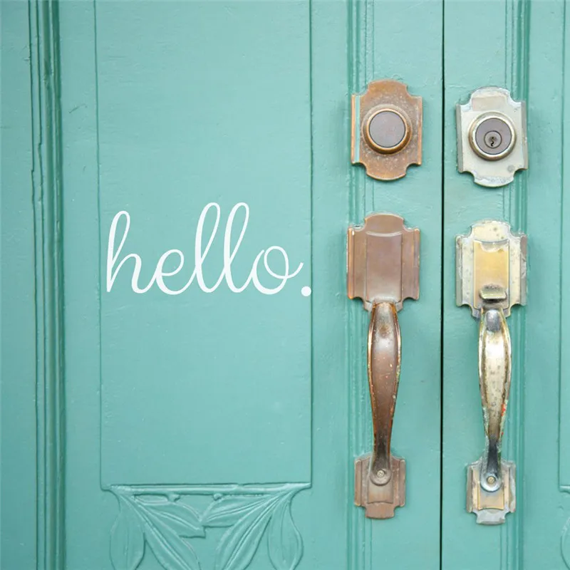 

Hello Wall Sticker Front Door Window Glass Home Decoration Vinyl Art Removable Home Decoration Bathroom Decor Door Window LX175
