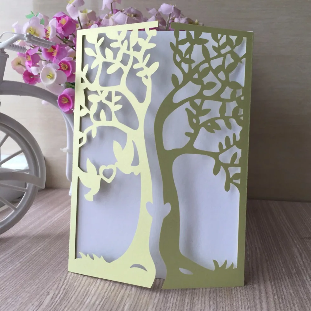 20pcs laser cut tree Bird wedding party invitaiton card place cards latest invitation Greeting Blessing CardQJ-224 | Дом и сад