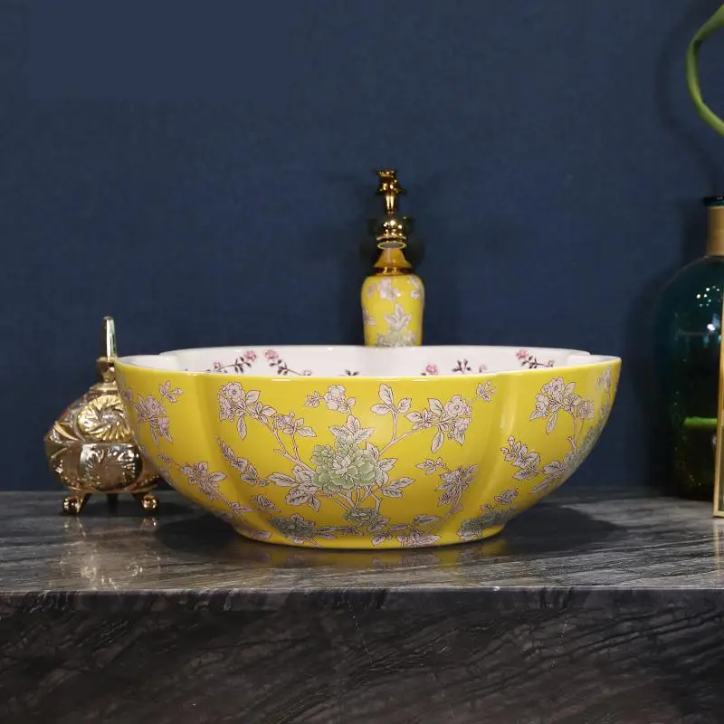 Jingdezhen умывальник в форме цветка антикварный туалет керамический художественный