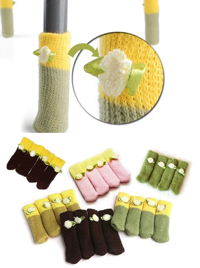 4 шт. носки для ног в кошачьем стиле домашняя мебель защита вязаные с цветочным