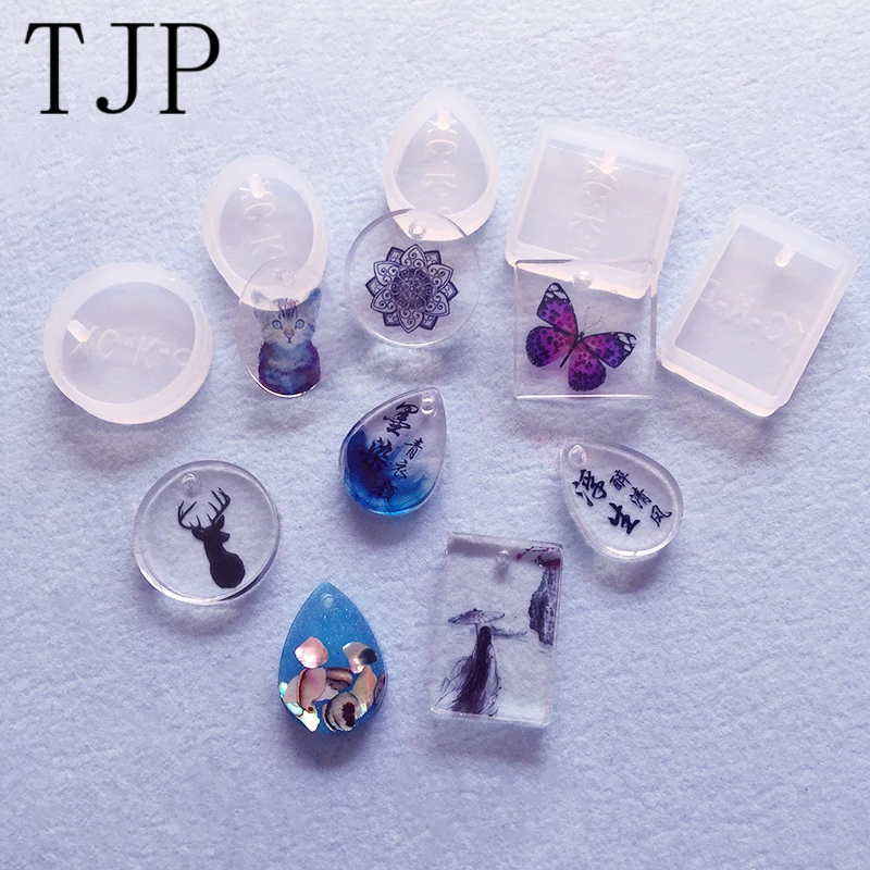1 piece Square Oval Waterdrop Shape Silicone Pendant Mold Making Mould Jewelry Tool resin molds for jewelry | Украшения и