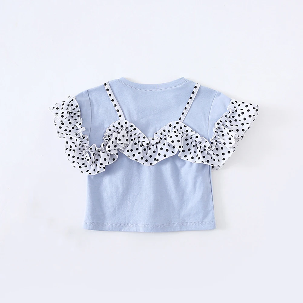 Одежда для малышей Новая детская одежда милая блузка в горошек с кружевом летняя
