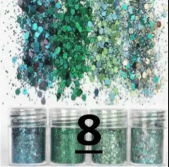 peacock green 4 бутылочки, блестящая пудра для ногтей из смолы, для самостоятельного изготовления ювелирных украшений, украшение для дизайна ногтей, 1 мм, аксессуары для рукоделия с блестками - Цвет: peacock green