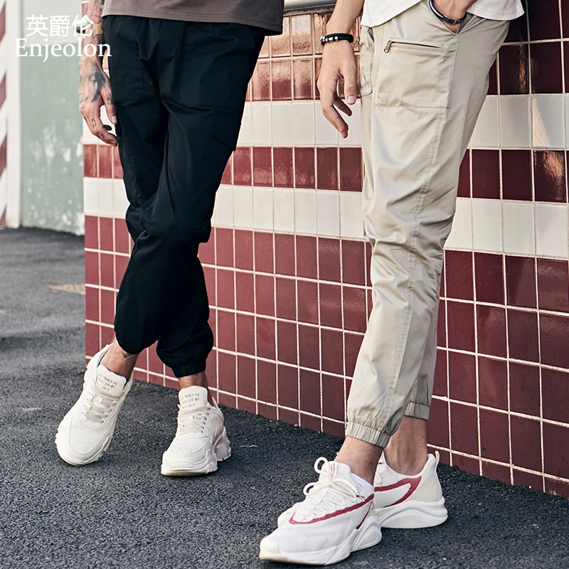 Мужские брюки карго Enjeolon длинные прямые с карманами на весну лето большие