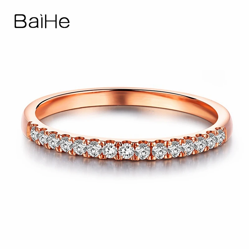 BAIHE Твердые 18K Белое Золото 0.15CT H/SI круглой огранки природных бриллиантов