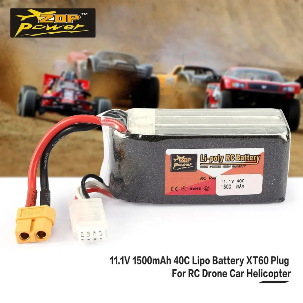 ZOP Power 11 1 В 1500 мАч 40C 3S 3S1P Lipo батарея XT60 вилка перезаряжаемая для радиоуправляемых