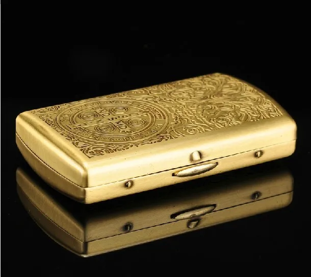 [Золотая резьба] модный устойчивый Бронзовый Мужской чехол для сигарет с