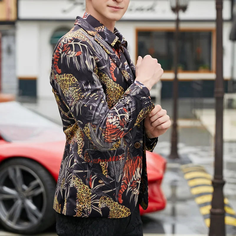 Win Way Slim masculino Clothing 2018 Winter Casual Fit Print Suit Mens Blazer Party Dress Outfit Jacket Trendy Masculino | Мужская