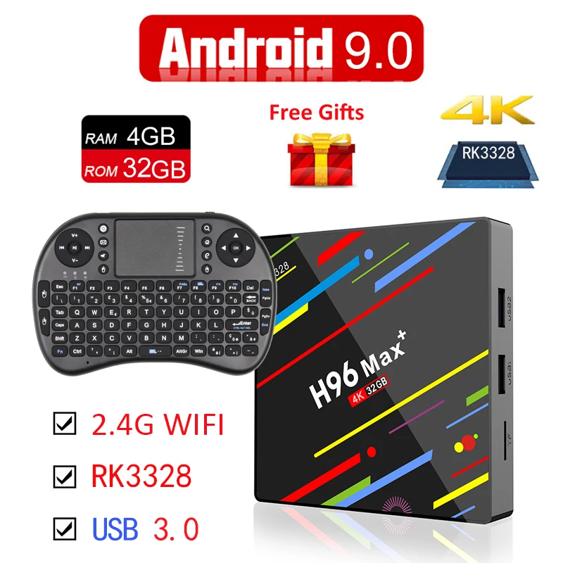 Android 9 0 tv Box H96 Pro 4 ГБ/32 ГБ RK3328 четырехъядерный 2 4G WiFi 100M LAN VP9 H.265 HDR10 USB 3 4K Smart