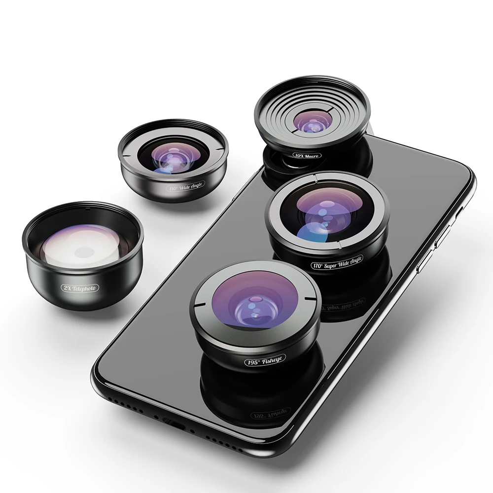 HD5V2 Cell Phone Camera Lens 5 in 1Macro Wide Fisheye Telephoto Optical Portrait for iPhone Android Smartphone | Мобильные телефоны
