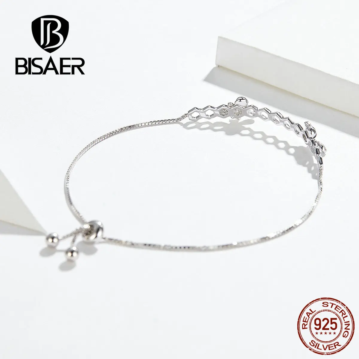 BISAER, пчела, серебряные браслеты, 925 пробы, пчела, любовь, соты, женские браслеты для женщин, Стерлинговое Серебро, ювелирное изделие ECB150