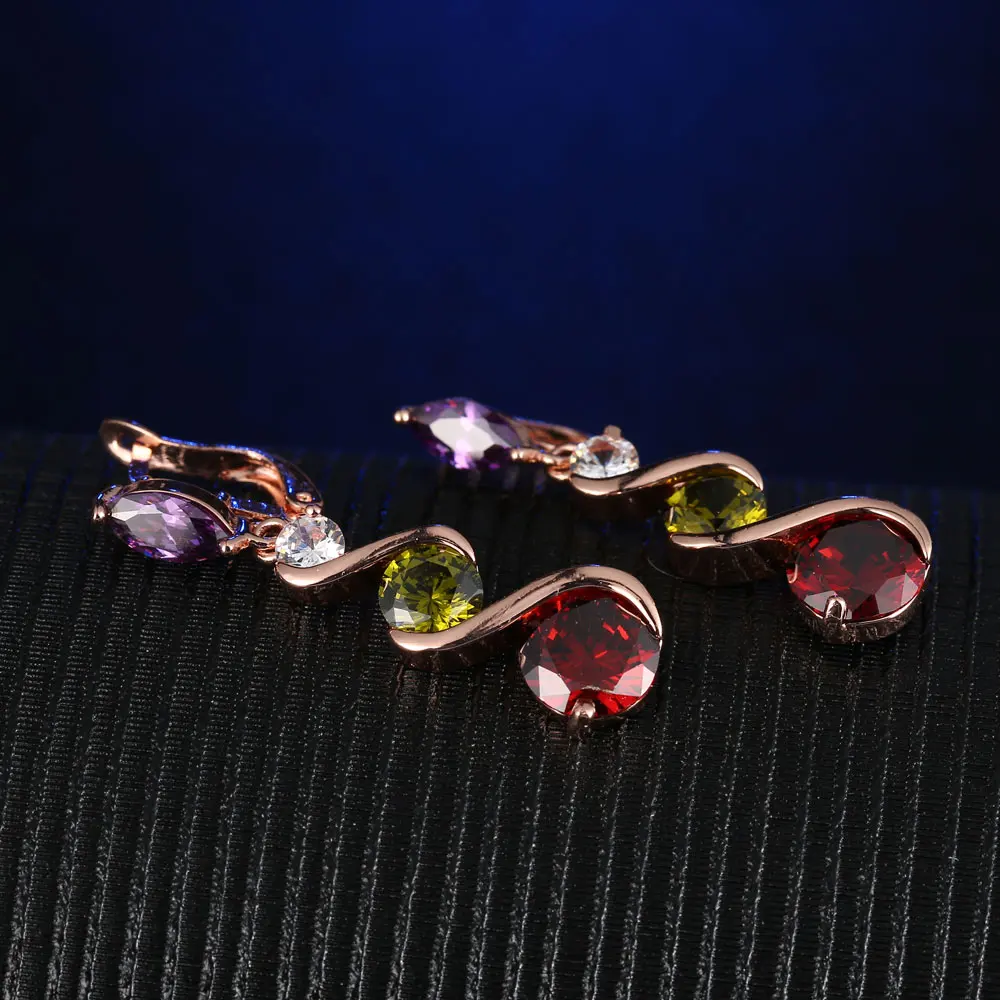 CARSINEL New Trendy Wedding Drop Earring Cubic Zirconia Elegant Shiny Rose Gold color and Silver Jewelry Vintage Earrings | Украшения и