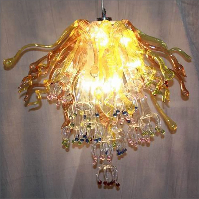 

Wedding Centerpieces Multi Colored Blown Glass Chandelier High Ceiling Decorative Mouth Blown Glass With 110v-240v LED Bulbs