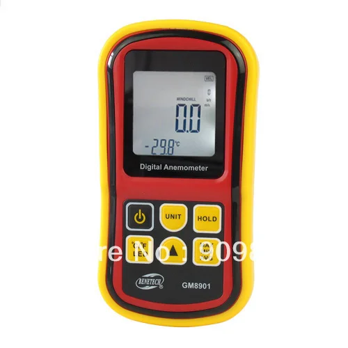 

Digital LCD Electronic Handheld Anemometer Wind Speed Meter Thermometer 0~45m/s GM8901 Free shipping