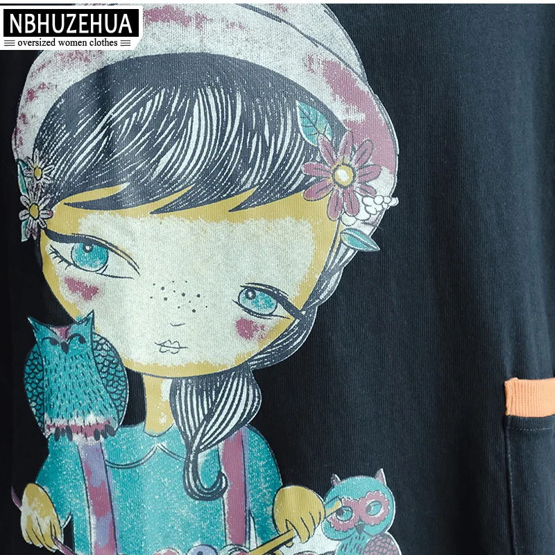 NBHUZEHUA A66 Женская Корейская Харадзюку kawaii футболка большого размера мультфильм
