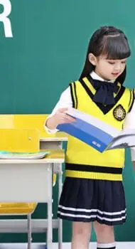 Girls5 Школьная форма для детей 4 шт. школьная одежда японский свитер куртка Студенческая британская одежда униформа для детского сада D-0517 - Цвет: Girls5