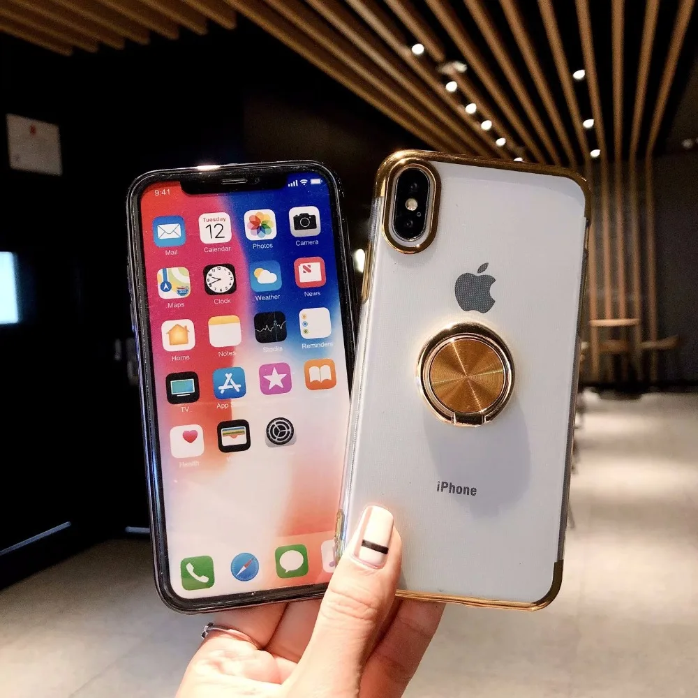 Soft TPU Colorful Finger Ring Stands Phone Back Cover Case For iPhone XS XR/XS Max X 7/7 Plus 8/8 | Мобильные телефоны и