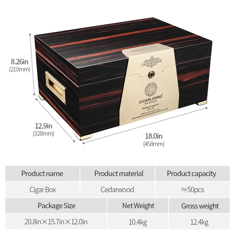 Humidor кедровый деревянный двойной большой емкости сигарный увлажняющий ящик/шкаф CA-4006