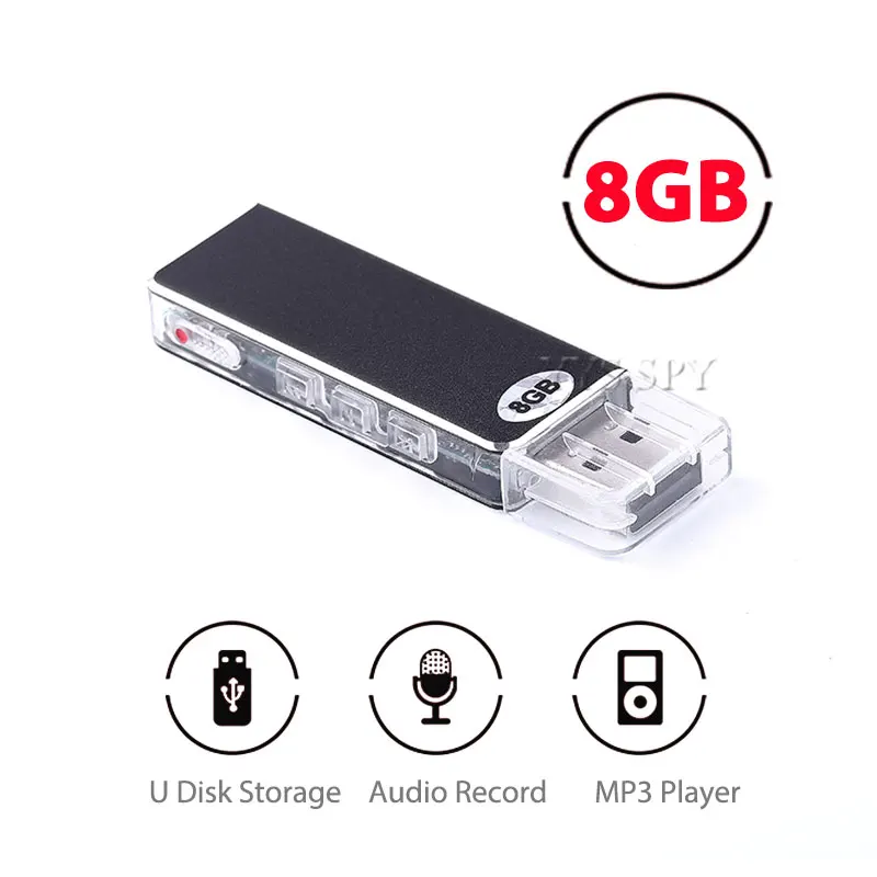 8 ГБ Цифровой диктофон Голосовая активация запись звука USB флеш накопитель Мини