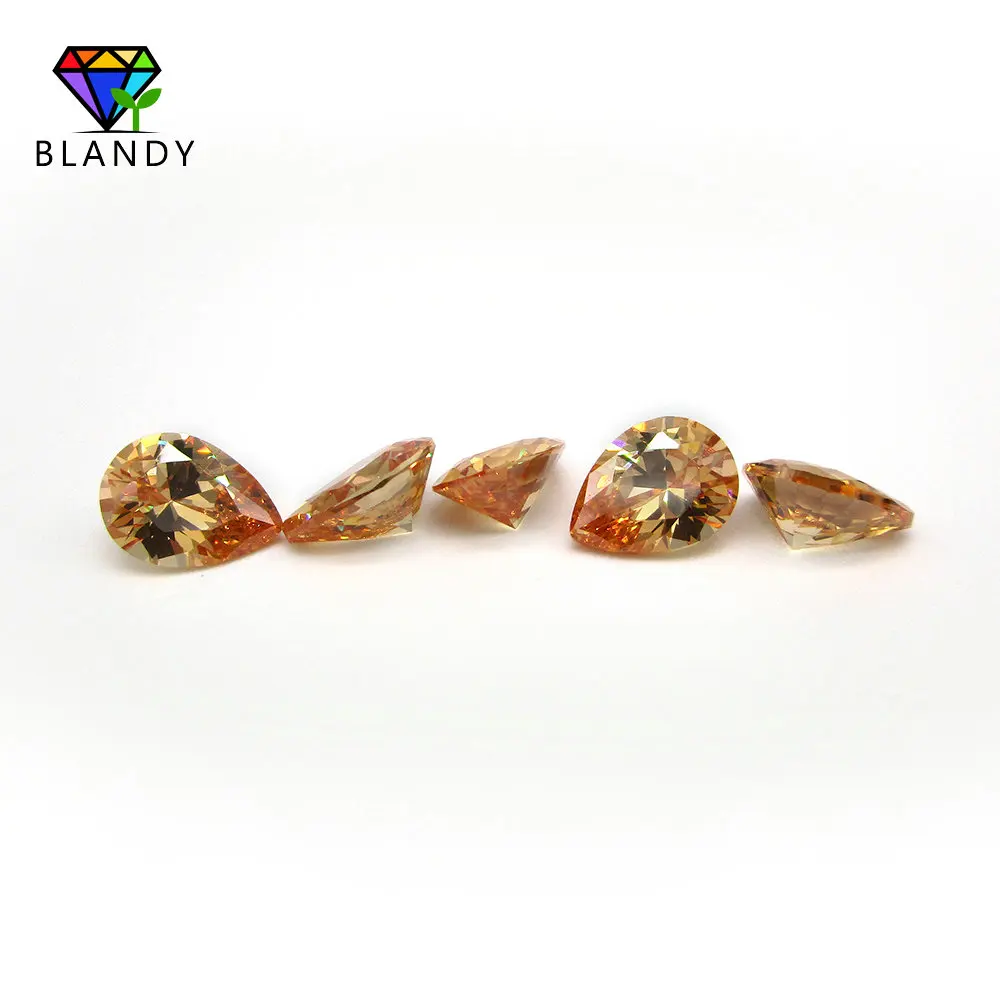 

Free Shipping 2x3~13x18mm AAAAA Pear Cut CZ Stones Champagne Loose Synthetic Cubic Zirconia Gem Stone For Jewelry