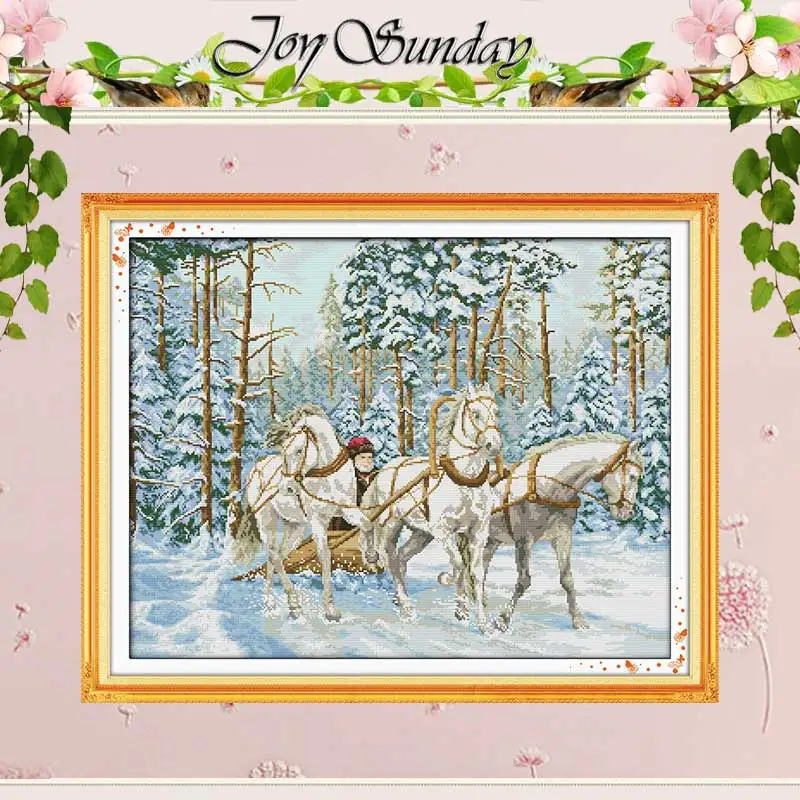 

Наборы для вышивки крестиком 11CT 14CT DMC, тележка, снежные узоры, оптовая продажа, наборы для вышивки крестиком