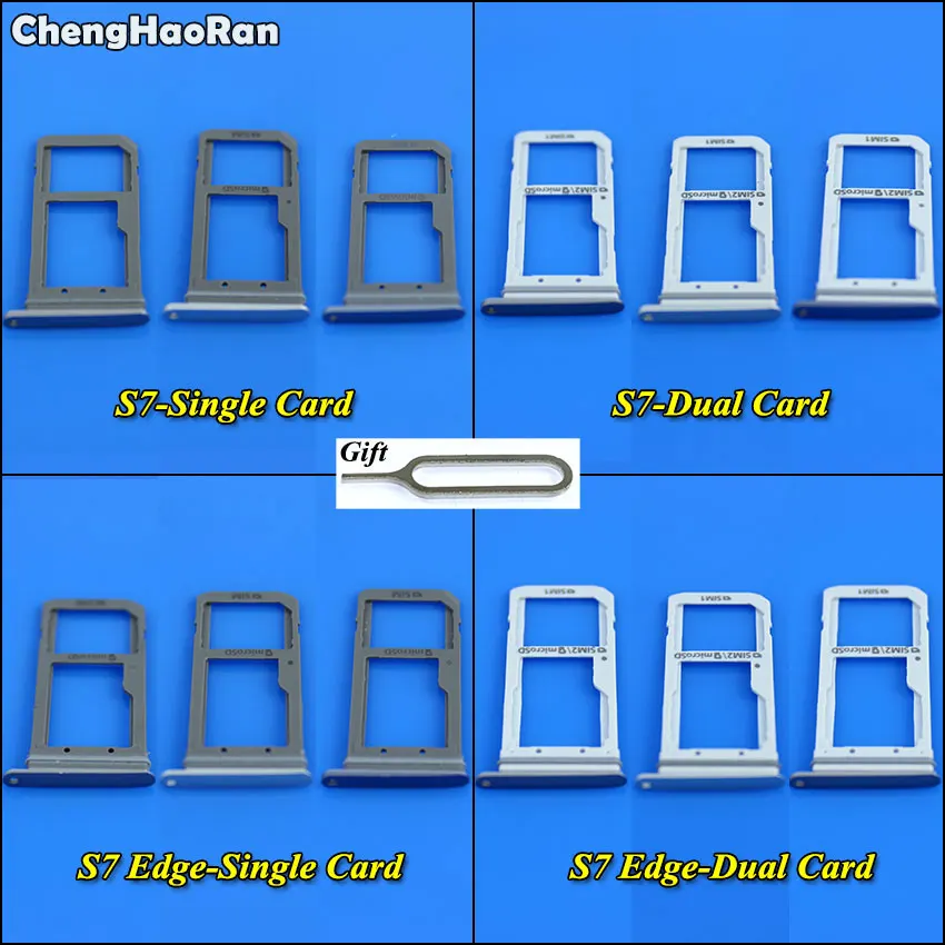 

ChengHaoRan Золотой/серебристый/серый Держатель слота для двух SIM-карт для Samsung Galaxy S7 G930 G930F S7 edge G935 G935F G935A