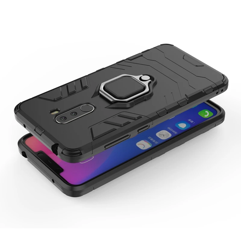 For Xiaomi Pocophone F1 Holder Ring Case Shockproof Cover Poco Stand Armor Protective Casing Cases |