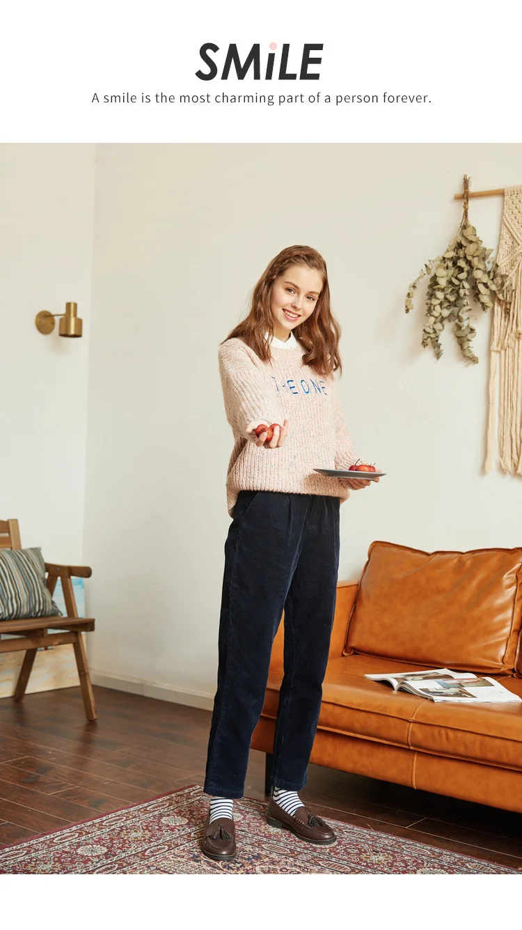 SEMIR, женские укороченные вельветовые брюки, хлопок, женские брюки классического кроя, прямые брюки с молнией и пуговицами, Ретро стиль