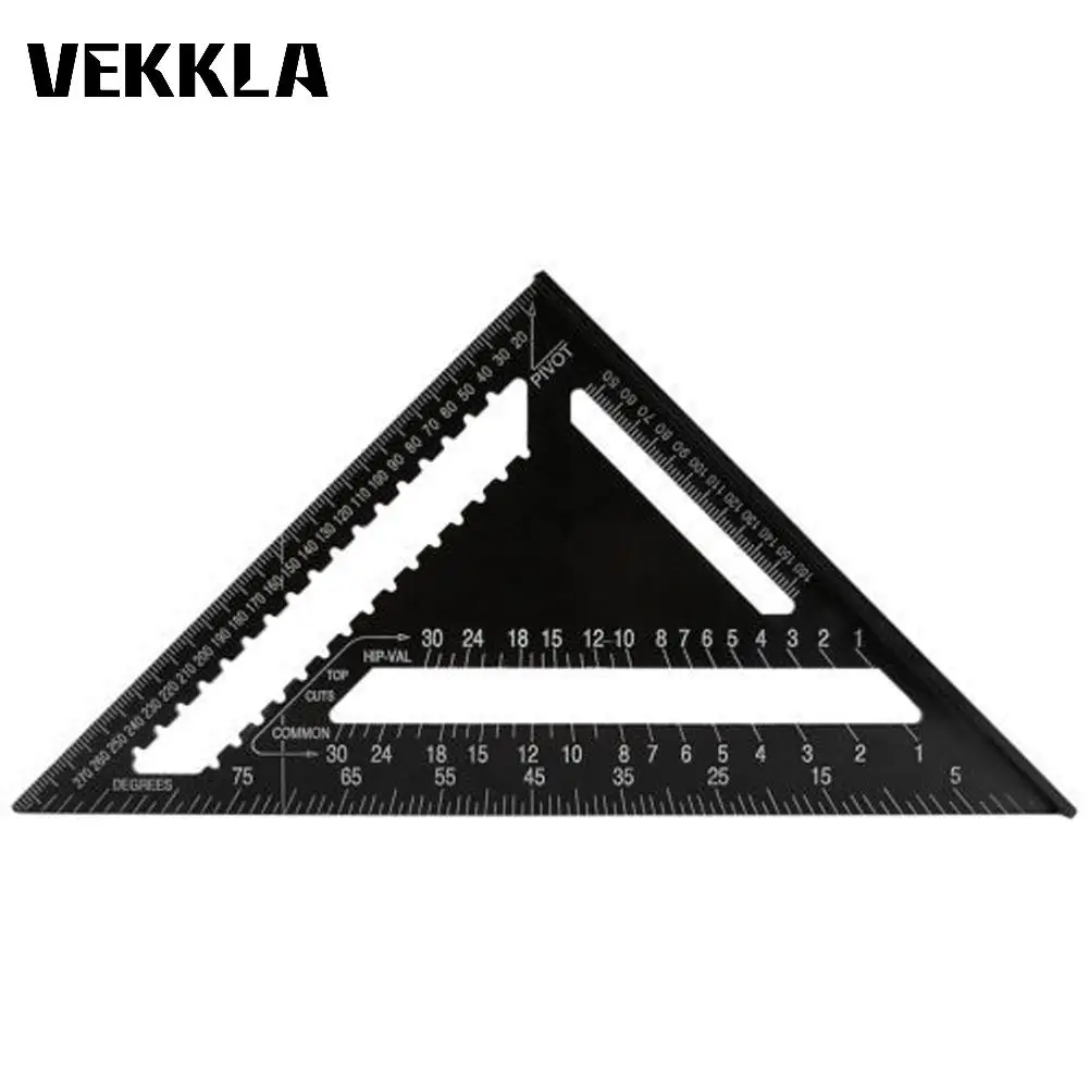 

New 7/12inch High-Precision Protractor Triangle Ruler Metric Inch Measuring Tool Ruler Black Angle Ruler Tool For Woodworking