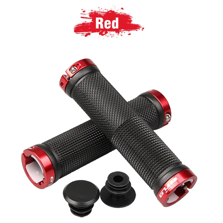 red Sweatproof велосипедная Запираемая ручка для велосипеда MTB алюминиевый сплав+ резиновый противоскользящий Руль Ручка для горной дороги ручка велосипедного руля - Цвет: red