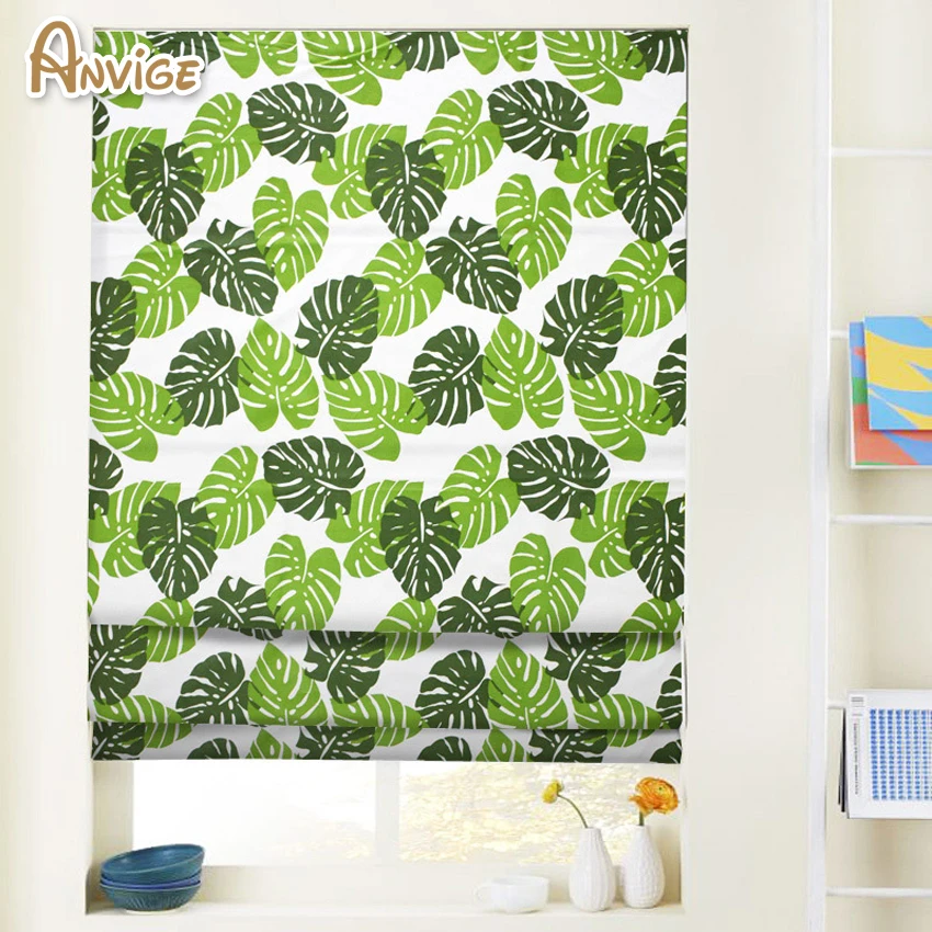 

Anvige Pastoral Banana Tree Roman Shade Rollor Blind Window Curtains For Living Room