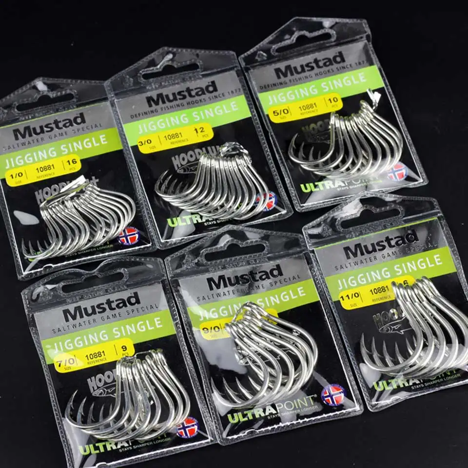 

Mustad 10881 Fishing Hooks 100% Original 1/0-11/0 Jigging Single Sea Fishing Hooks Professional Deep Sea Fishing