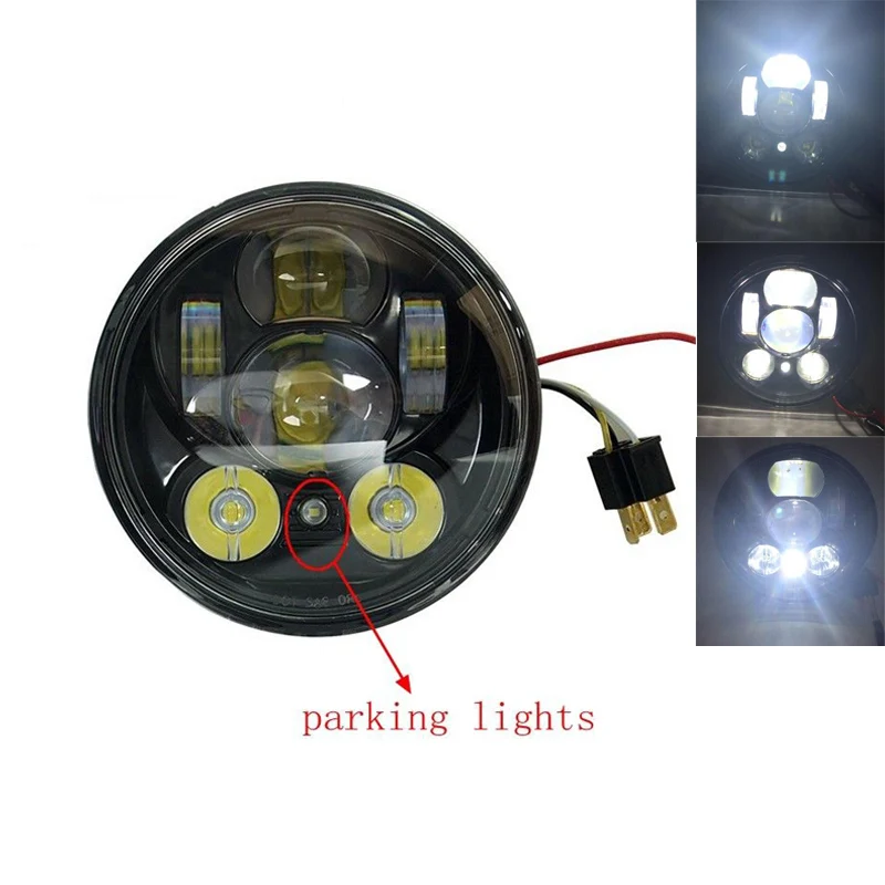 Black Parking Light 5,75 дюймов светодиодные фары Halo Кольцо DRL ангельские глазки для Harley Sportster Touring супер Glide Dyna Sportster Moto 5 3/" налобный фонарь - Цвет: Black Parking Light