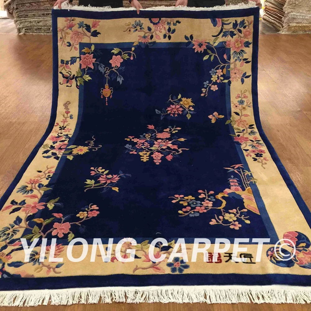 YILONG 5 &quotx 8&quot ручной работы художественное украшение синий ковер Традиционный