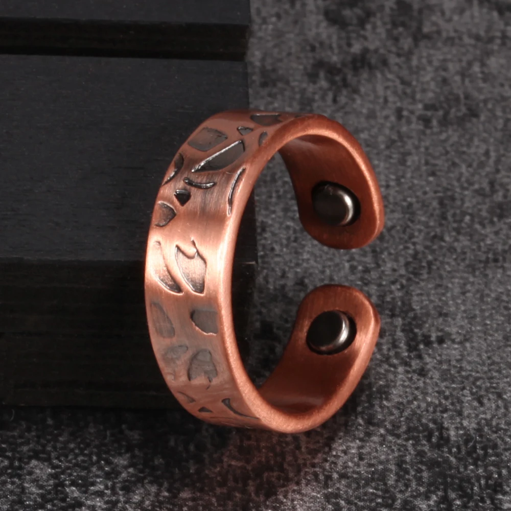 Vinterly Pure Copper Magnetic Rings for Women Vintage Wedding Engagement Womens Finger Adjustable Ring Minimalist Jewelry | Украшения и